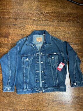 Women's Levi's Strauss Dark Blue trucker Denim Jacket oversized